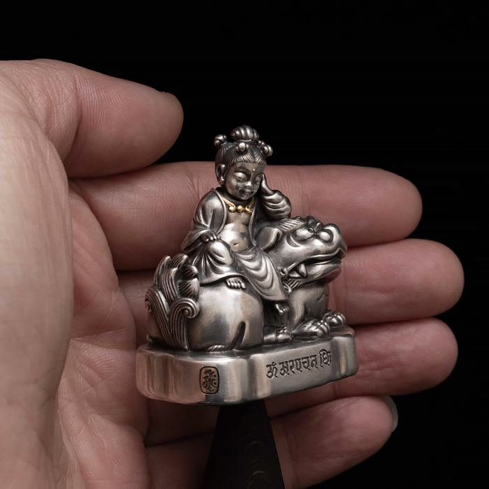 五髻文殊菩薩童子像｜銀金版｜120800（已停產）